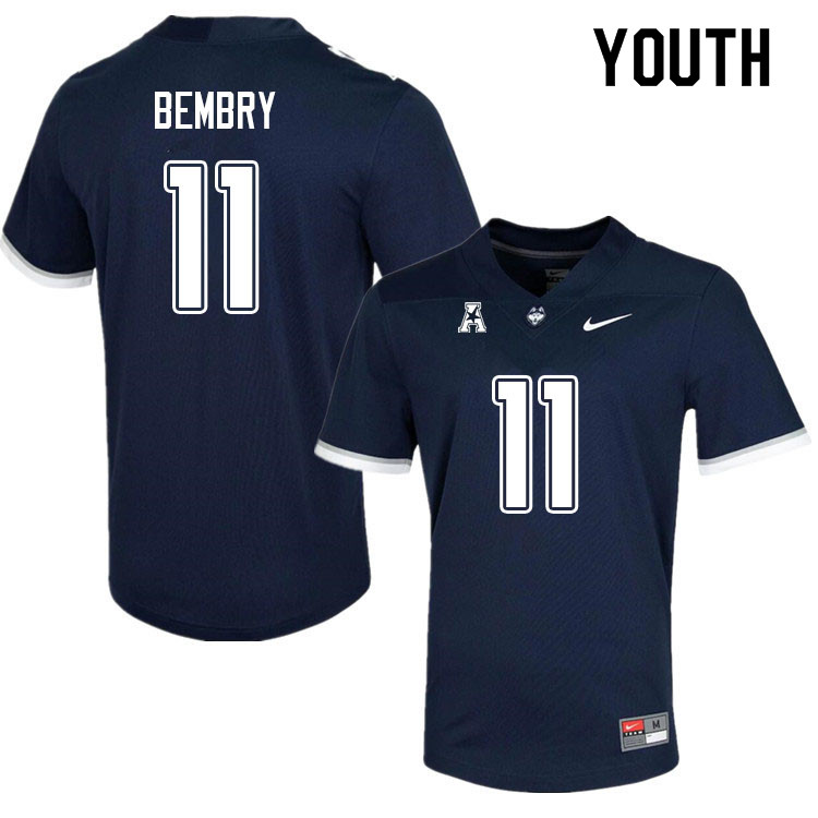 Youth #11 Marquez Bembry Uconn Huskies College Football Jerseys Sale-Navy - Click Image to Close